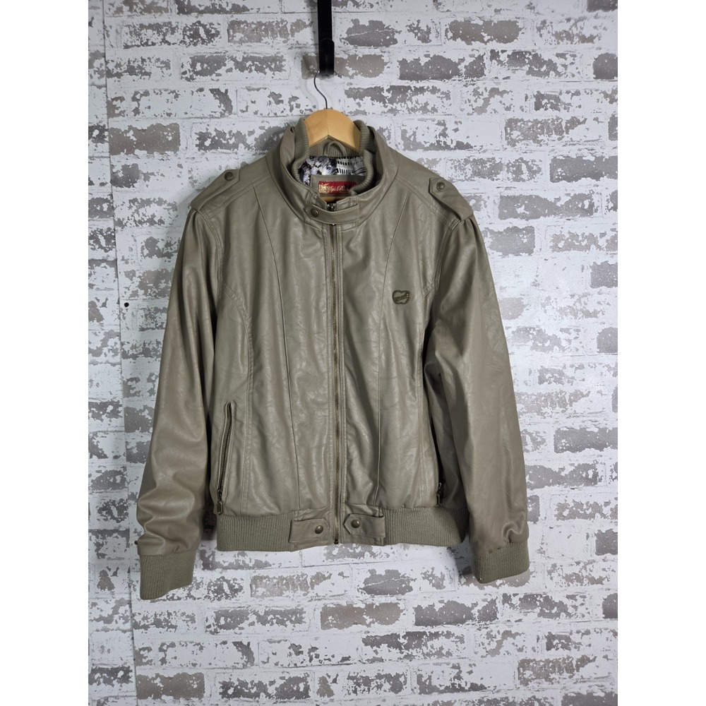 Vintage Y2K APPLE BOTTOMS Faux Leather Bomber Jacket Size 3X Hip Hop
